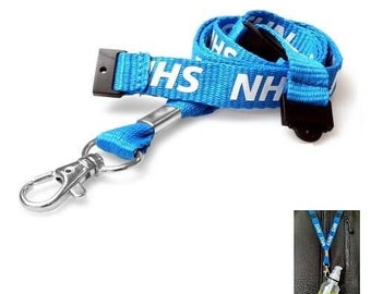 NHS* Lanyard & Card Holder / Double Breakaway With Metal Clip, Single Sided ID Card Holder