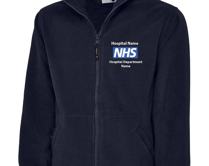 NHS Fleece Jacket Personalised Embroidered Logo Staff Uniform. Etsy UK