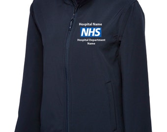 NHS Softshell Jacket, 3 Layered Jacket with Embroidered NHS Logo & personalised Text