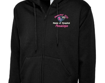 Neonatal Hoodie Personalised Healthcare Zip Hoodie With, Neonatal Embroidery Designs.