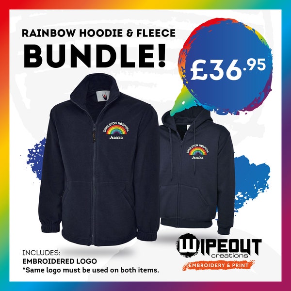 Rainbow Fleece Jacket & Hoodie Bundle NHS Rainbow Design