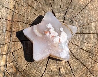 FLOWER AGATE Crystal STAR - Palm Stone - Positive Energy Stone - Confidence Stone