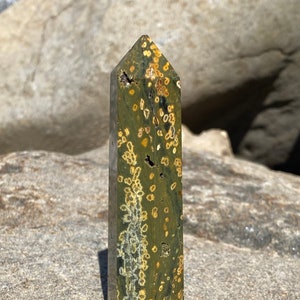 SEA JASPER Crystal Tower with Gorgeous DOTS! - Heart Chakra Crystal - Emotional Healing Crystal