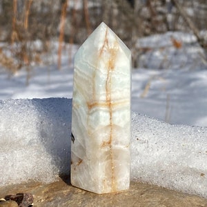 Tranquil Hemimorphite Crystal Tower with Gorgeous Veining - Throat Chakra Stone - Meditation Stone