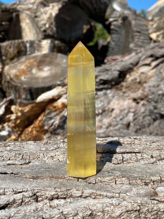 Bright Yellow Fluorite Crystal Tower Focus Crystal Etsy