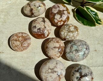 FLOWER AGATE Palm Stone - Emotional Healing - Self Growth Stone - Positive Energy Stone - Confidence Stone - From Madagascar