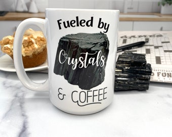 Black Tourmaline Ceramic Coffee Mug - Gift for Women - Witchy Gifts - Boho Coffee Mug - Coffee Lover Gift - Gift for Friend -Tall Coffee Mug