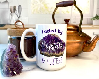Amethyst Ceramic Coffee Mug - Gift for Women - Witchy Gifts - Boho Coffee Mug - Coffee Lover Gift - Gift for Friend - Tall Coffee Mug