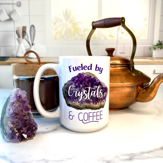 Amethyst Ceramic Coffee Mug - Gift for Women - Witchy Gifts - Boho Coffee Mug - Coffee Lover Gift - Gift for Friend - Tall Coffee Mug