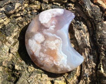 FLOWER AGATE Crystal MOON Energy - Palm Stone - Positive Energy Stone - Confidence Stone