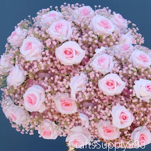 Pink Rose Baby breath Artificial Flower Ball,Gypsophila Table large centrepiece ball,Wedding Floral ball Table Centerpiece Mariage Road Lead
