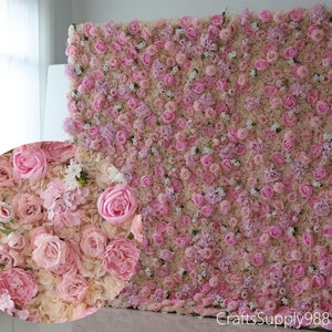 Pink Peony Rose Artificial Flower Wall Backdrop For Wedding Home Shop Event Salon Bridal Shower Party Decor DIY Floral Panel Photo Backdrop