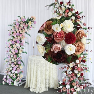 Custom Flower Row Arrrangement Wedding Pillar Flower,Mixed Rose Artificial Floral Arch Row,Arbour Flowers,Celebrate Party Decor backdrop