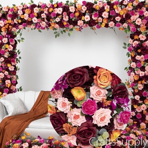 Luxury Burgundy Orange Fuchsia Pink Rose Artificial Floral Row Arch,Customized Flower Row Arrrangement Wedding Decor,Party Wedding backdrop