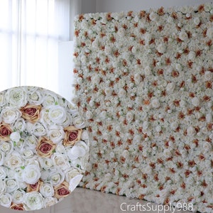 Beautiful Design 40x60cm Artificial Terracotta White Rose Flower Wall Backdrop For Wedding Home Hotel Bridal Shower Floral Panel Photo Decor