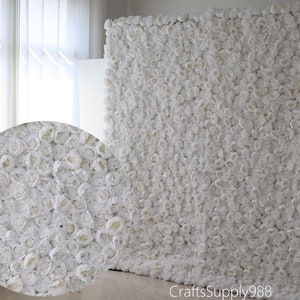 40x60cm Snow White Artificial Roses Flower Wall Backdrop For Wedding Decoration Hotel Event Salon Baby Bridal Show Floral Panels Photo Decor