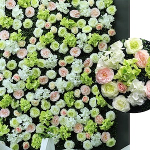 Popular Spring Green Artificial Silk Roses Flower Wall Backdrop For Wedding Party Home Shop Baby Shower Decor Event Floral Panel Photo Props