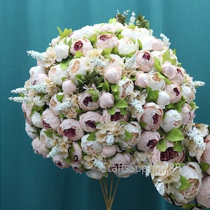 Silk Peony Flower Ball,Flower Table Runner,Floral Table Centerpiece,Flower Ball Match Same Garland Flower Wreath Decor Wedding Arch Backdrop