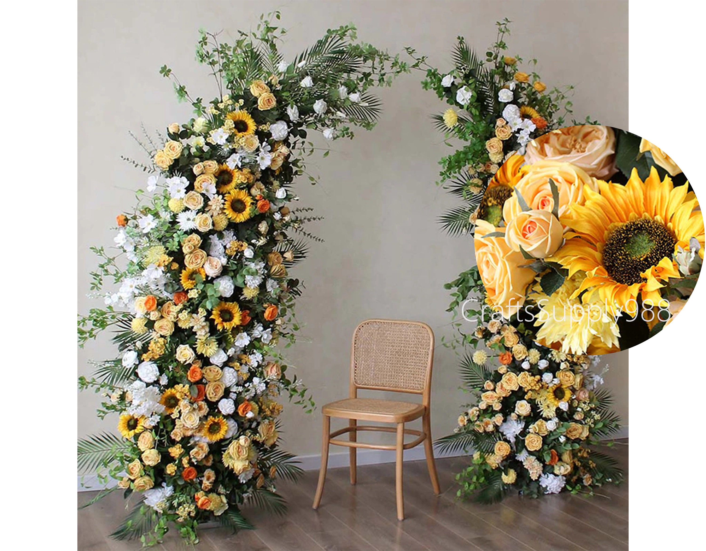 INIFLM - Ghirlanda di girasoli artificiali, 16 fiori finti rotondi per primavera estate e porta d'ingresso