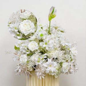 White Rose Silk Flower Ball,flower ball Wedding Table Centerpieces decor,Wedding Flower centrepieces,Beautiful Ivory Floral Artificial balls