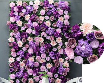 Wholesale Popular Lavender Artificial Silk Roses Flower Wall Backdrop For Wedding Party Boutique Shop Decor Event Floral Panel Photo Props