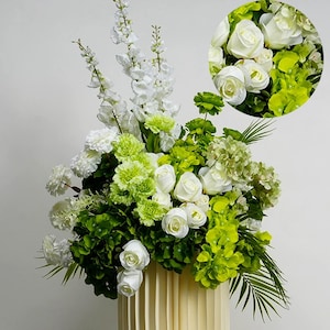White Peony Greenery Leaf Silk Flower Ball,flower ball Wedding Table Centerpieces decor,Wedding Flower centrepieces,Artificial Floral balls
