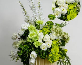 White Peony Greenery Leaf Silk Flower Ball,flower ball Wedding Table Centerpieces decor,Wedding Flower centrepieces,Artificial Floral balls