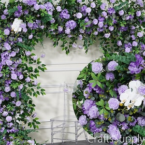 Lilac Purple Green Leaf White Orchid 5D Artificial Floral Row Arch,Custom Flower Row Arrrangement Wedding Decor,Marriage Party Home backdrop