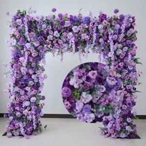 Wedding Luxury Violet Artificial Floral Row Arch,Purple Flower Row Arrrangement Outdoor Wedding Decor,Party Event Home backdrop flower arch