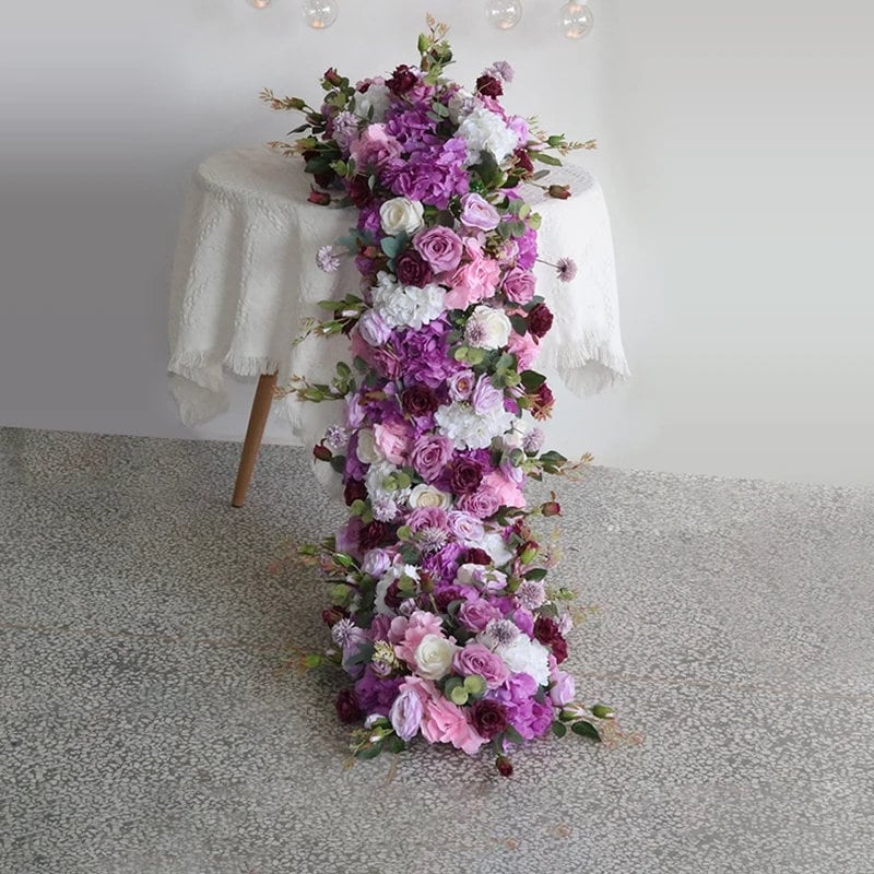 Purple White Lavender Rose Hydrangea Flower Row,table Runner Sofa Floor ...