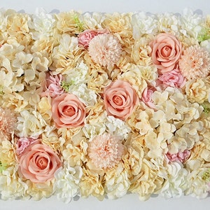 Parete di fiori artificiali, rosa di seta color champagne, ortensia, dalia, parete di fiori di sfondo per decorazioni per eventi, decorazioni per matrimoni, decorazioni per feste, decorazioni per la casa