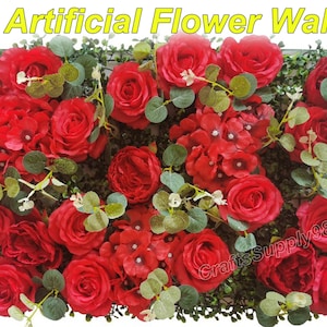 Custom 5D Artificial Red Roses Hydrangea Peony Flower Wall Decor Backdrop For Hotel Event Home Party Decoration Wedding Reception