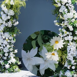 Hochzeitsbogen Luxus Weiß Grün Rose Anthurium Greenery Künstliche Blumen, Blumenreihe Hochzeitssäule Blumen, Party Wohnkultur Blumenhornbogen
