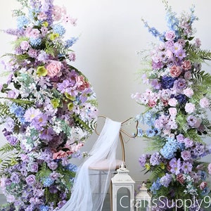 5D Wedding Archway lavender Baby Pink Artificial Floral Row,Flower Row Arrrangement Wedding Pillar Flower,Party Event backdrop,Arbour Flower
