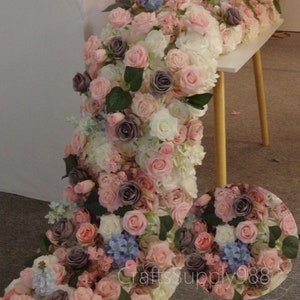 Mauve,Pink&Ivory Rose Wedding Flower Row,Flower Table Runner,Wedding Aisle Flower Arch,Wedding Reception Stage Backdrop,Wedding Centrepiece