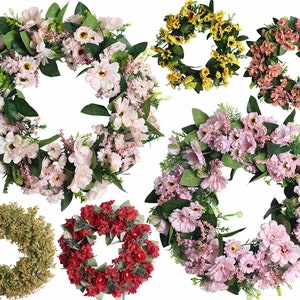 Groenkrans, witte krans, hortensiakrans, krans voor het hele seizoen, buitenkrans, boerderijdecor, housewarmingcadeau, portiekendecor, deurkrans