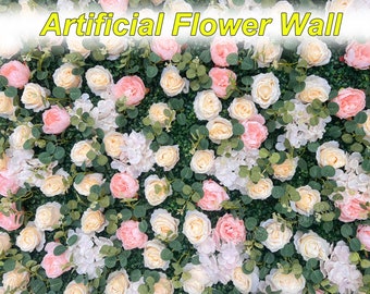 NEW Design 5D Artificial Champagne Roses Flower Wall,Eucalyptus Match,Backdrop For Wedding, Hotel Event Decoration,Eucalyptus Match