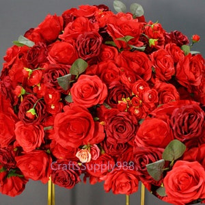 Luxury Artificial Red Rose Flower Ball Wedding Scene Layout Table Centerpieces Floral Ball Dinner Party Business Decor,Flower Table Runner