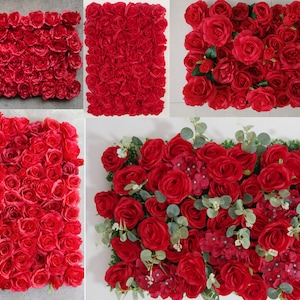 Red Rose 3D Artificial Flower Wall,Wedding Party Decoration,Background Wall,Hotel Event Backdrop Decor,Home Wall Decor,Salon Decor