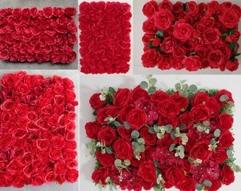 Red Rose 3D Artificial Flower Wall,Wedding Party Decoration,Background Wall,Hotel Event Backdrop Decor,Home Wall Decor,Salon Decor