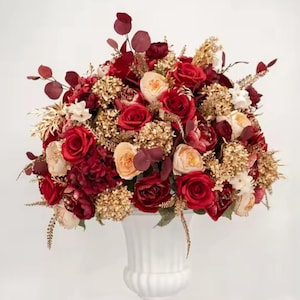 Gold Red Champagne Artificial Flower Ball,Custom Color Flower Table Runner,Wedding Marriage Floral Table Centerpiece Floral Ball Party Decor