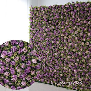 3Dダスティパープル牡丹花柄植物パネル壁、ブライダルシャワーホームサロンパーティー写真背景、ウェディングアレンジメントフラワーウォール背景