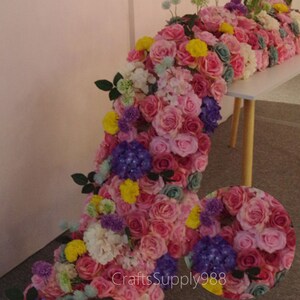 Colorful 3D Flower Row Luxury Wedding Road Cited Flower Rose Peony Hydrangea Mix DIY Archway Door Table Floral Row Wedding Party Salon Decor