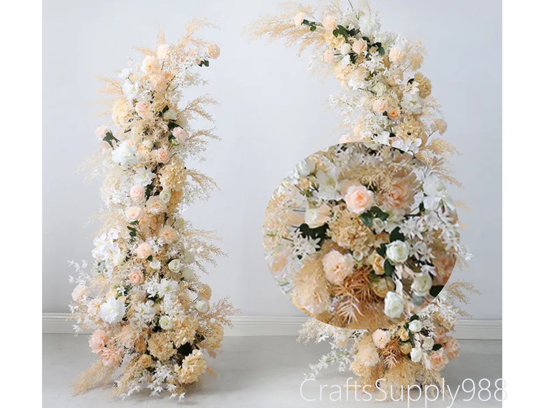 Hochzeit Torbogen Champagner Weiß Rose Gold Blatt Künstliche Blumenreihe, Blumenreihe Bogen Anordnung Hochzeit Säule Blume, Party Home Kulisse