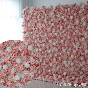 Pink Blush White Rose 3D Beautiful Design 40x60cm Artificial Flower Wall Backdrop For Wedding Salon Event Holiday Florals Panels Photo Decor