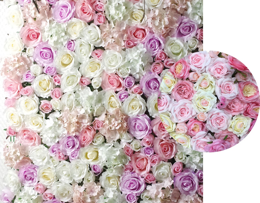 Ivory Baby Pink Fake Flower Wall Artificial Rose Flower Backdrop for