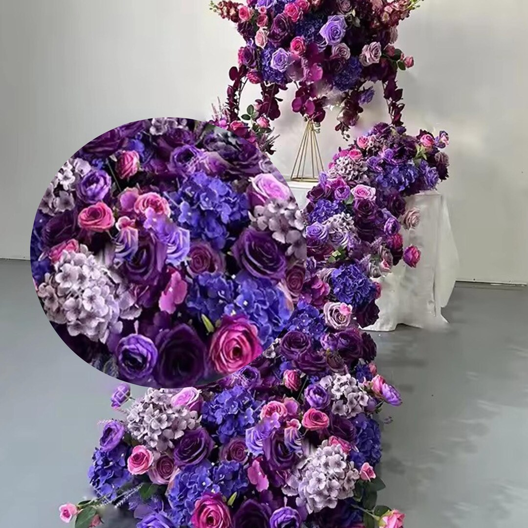 Purple Hot Pink Lavender Rose Hydrangea Flower Row,table Runner Sofa ...