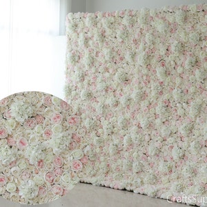 Floral Panel*40x60cm Wall,Ivory Pink Rose Artificial Flower Wall Photography Backdrop,Wedding Party Home Shop Holiday Decor,Rose Flower wall