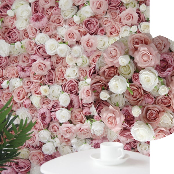 3D Artificial Floral Panel Background Pink Blush White Flower wall Backdrop For Elegant Wedding Party Baby shower Floral Panel Photo Decor