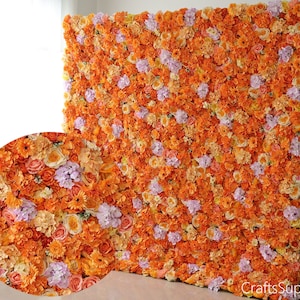 Orange Lavender Hydrangea Flower wall,Floral Panel Wall,Artificial Flower Wall Photography Backdrop,Wedding Party Salon Home Holiday Decor